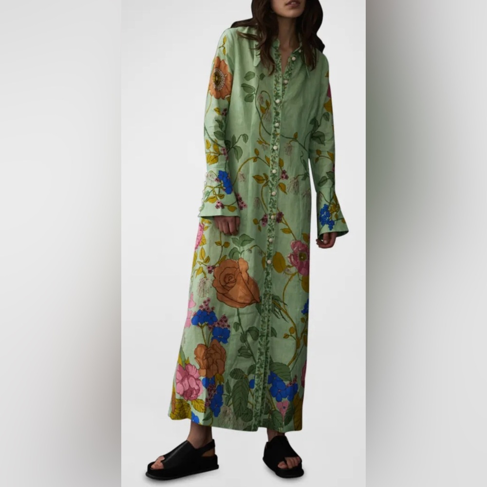 ALEMAIS Olivia floral-print linen shirtdress